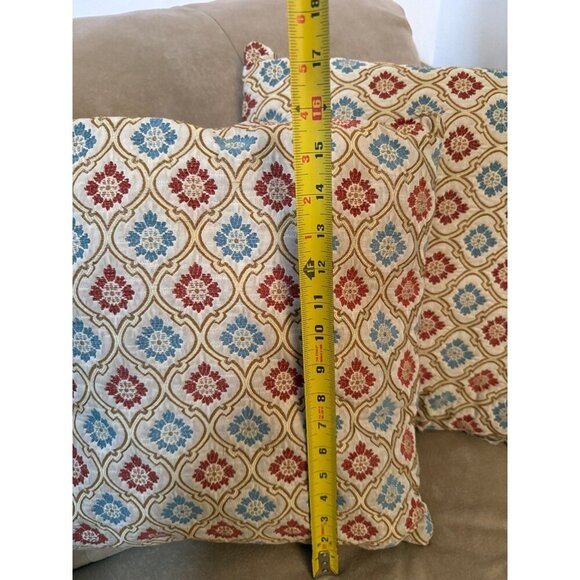 Decorative Throw Pillow Set of 2 – Red & Blue Floral Pattern - Picture 2 of 9